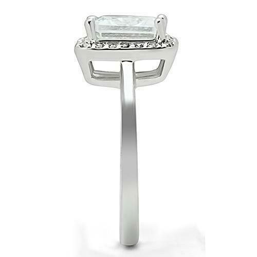 Jewellery Kingdom Ladies Princess Cut Cubic Zirconia Rhodium Ring (Silver) - Jewelry Rings - British D'sire