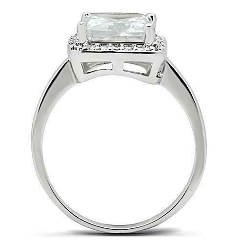 Jewellery Kingdom Ladies Princess Cut Cubic Zirconia Rhodium Ring (Silver) - Jewelry Rings - British D'sire