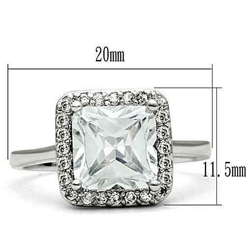 Jewellery Kingdom Ladies Princess Cut Cubic Zirconia Rhodium Ring (Silver) - Jewelry Rings - British D'sire
