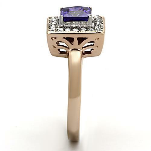 Jewellery Kingdom Ladies Princess Cut Cubic Zirconia Square Tanzanite Ring (Rose Gold) Secondary image