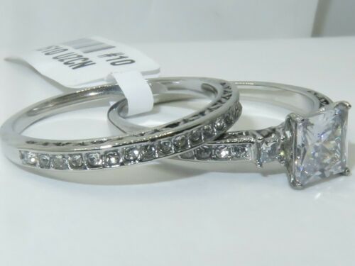Jewellery Kingdom Ladies Princess Cut Cz Engagement Wedding Ring Band (Silver) Secondary image