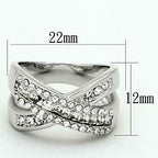 Jewellery Kingdom Ladies Princess Cut Pave Band Cubic Zirconia Rhodium Crossover Ring - Jewelry Rings - British D'sire