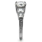 Jewellery Kingdom Ladies Princess Cut Round Cubic Zirconia Steel Anniversary Silver Ring - Jewelry Rings - British D'sire