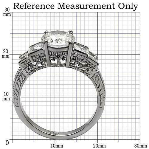 Jewellery Kingdom Ladies Princess Cut Round Cubic Zirconia Steel Anniversary Silver Ring - Jewelry Rings - British D'sire