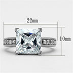 Jewellery Kingdom Ladies Princess Cut Square Cubic Zirconia Stainless Steel 3 Carat Ring (Silver) - Jewelry Rings - British D'sire