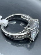 Jewellery Kingdom Ladies Princess Cut Square Cubic Zirconia Stainless Steel 3 Carat Ring (Silver) - Jewelry Rings - British D'sire