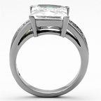 Jewellery Kingdom Ladies Princess Cut Square Cubic Zirconia Stainless Steel 3 Carat Ring (Silver) - Jewelry Rings - British D'sire