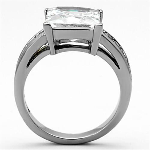 Jewellery Kingdom Ladies Princess Cut Square Cubic Zirconia Stainless Steel 3 Carat Ring (Silver) - Jewelry Rings - British D'sire