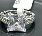 Jewellery Kingdom Ladies Princess Cut Square Cubic Zirconia Stainless Steel 3 Carat Ring (Silver) - Jewelry Rings - British D'sire