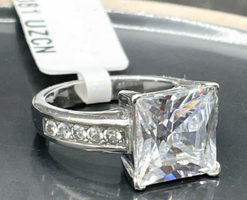 Jewellery Kingdom Ladies Princess Cut Square Cubic Zirconia Stainless Steel 3 Carat Ring (Silver) - Jewelry Rings - British D'sire