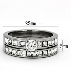 Jewellery Kingdom Ladies Princess Cut Stainless Steel 3.95 Carat Elegant Engagement Band Ring Set - Jewelry Rings - British D'sire