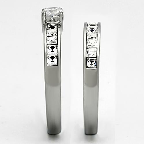 Jewellery Kingdom Ladies Princess Cut Stainless Steel 3.95 Carat Elegant Engagement Band Ring Set - Jewelry Rings - British D'sire