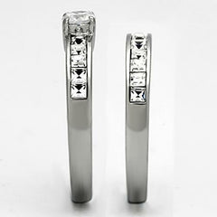 Jewellery Kingdom Ladies Princess Cut Stainless Steel 3.95 Carat Elegant Engagement Band Ring Set - Jewelry Rings - British D'sire