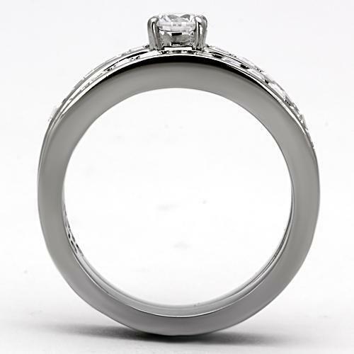 Jewellery Kingdom Ladies Princess Cut Stainless Steel 3.95 Carat Elegant Engagement Band Ring Set - Jewelry Rings - British D'sire