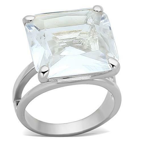 Jewellery Kingdom Ladies Princess Cut Sterling Silver 10 Carat Cocktail Solitaire Square Ring - Jewelry Rings - British D'sire Main image