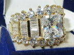 Jewellery Kingdom Ladies Princess Cut Sterling Silver Base Cocktail 8K Ring (Gold) - Rings - British D'sire