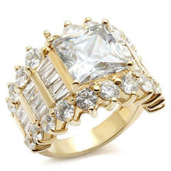 Jewellery Kingdom Ladies Princess Cut Sterling Silver Base Cocktail 8K Ring (Gold) - Rings - British D'sire