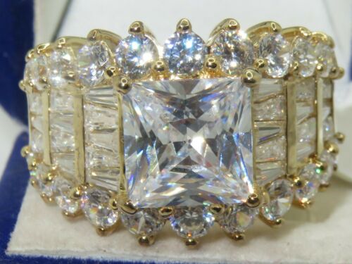 Jewellery Kingdom Ladies Princess Cut Sterling Silver Base Cocktail 8K Ring (Gold) Secondary image