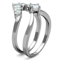 Jewellery Kingdom Ladies Princess Cut Wedding Engagement Solitaire Band Set Wishbone Ring - Engagement Rings - British D'sire