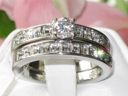 Jewellery Kingdom Ladies Princess Cz Square Engagement Wedding Band Stainless Steel Ring Set - Jewelry Rings - British D'sire