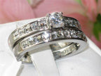 Jewellery Kingdom Ladies Princess Cz Square Engagement Wedding Band Stainless Steel Ring Set - Jewelry Rings - British D'sire