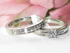 Jewellery Kingdom Ladies Princess Cz Square Engagement Wedding Band Stainless Steel Ring Set - Jewelry Rings - British D'sire