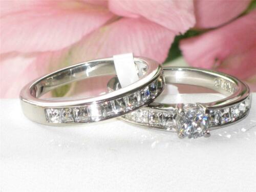 Jewellery Kingdom Ladies Princess Cz Square Engagement Wedding Band Stainless Steel Ring Set - Jewelry Rings - British D'sire
