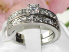 Jewellery Kingdom Ladies Princess Cz Square Engagement Wedding Band Stainless Steel Ring Set - Jewelry Rings - British D'sire