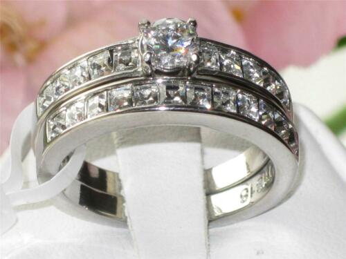 Jewellery Kingdom Ladies Princess Cz Square Engagement Wedding Band Stainless Steel Ring Set - Jewelry Rings - British D'sire