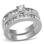 Jewellery Kingdom Ladies Princess Cz Square Engagement Wedding Band Stainless Steel Ring Set - Jewelry Rings - British D'sire