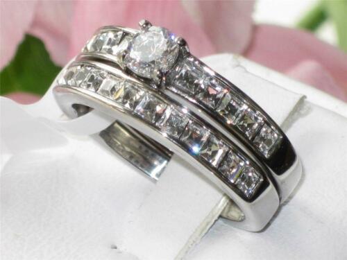 Jewellery Kingdom Ladies Princess Cz Square Engagement Wedding Band Stainless Steel Ring Set Secondary image