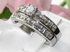 Jewellery Kingdom Ladies Princess Cz Square Engagement Wedding Band Stainless Steel Ring Set - Jewelry Rings - British D'sire