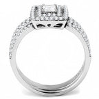 Jewellery Kingdom Ladies Princess Engagement Wedding Band Set Stainless Steel Ring (Silver) - Engagement Rings - British D'sire