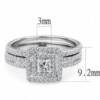 Jewellery Kingdom Ladies Princess Engagement Wedding Band Set Stainless Steel Ring (Silver) - Engagement Rings - British D'sire