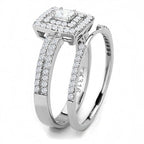 Jewellery Kingdom Ladies Princess Engagement Wedding Band Set Stainless Steel Ring (Silver) - Engagement Rings - British D'sire