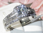 Jewellery Kingdom Ladies Princess Engagement Wedding Band Stainless Steel 2pcs Ring Set (Silver) - Jewelry Rings - British D'sire