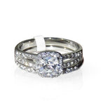Jewellery Kingdom Ladies Princess Engagement Wedding Band Stainless Steel 2pcs Ring Set (Silver) - Jewelry Rings - British D'sire