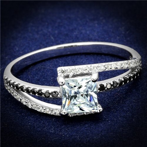 Jewellery Kingdom Ladies Princess Jet Engagement Sterling Silver Handmade 1.75K Ring (Black) Secondary image
