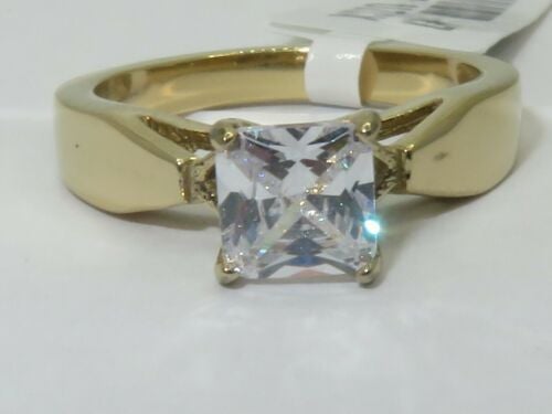 Jewellery Kingdom Ladies Princess Solitaire Cubic Zirconia 2 Carat Cubic Zirconia Engagement Ring (Gold) - Jewelry Rings - British D'sire