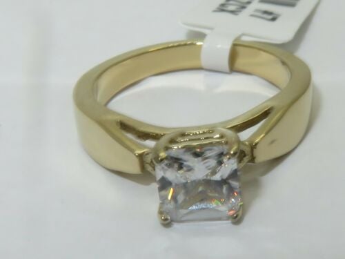 Jewellery Kingdom Ladies Princess Solitaire Cubic Zirconia 2 Carat Cubic Zirconia Engagement Ring (Gold) - Jewelry Rings - British D'sire