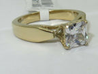 Jewellery Kingdom Ladies Princess Solitaire Cubic Zirconia 2 Carat Cubic Zirconia Engagement Ring (Gold) - Jewelry Rings - British D'sire
