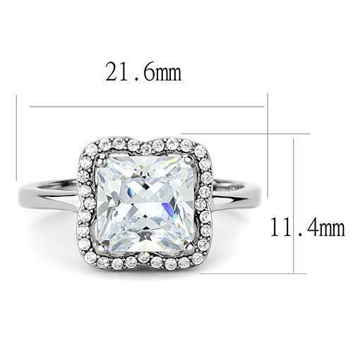 Jewellery Kingdom Ladies Princess Square Stainless Steel 4 Carat Sparkling Ring (Silver) Secondary image