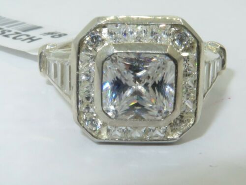 Jewellery Kingdom Ladies Princess Sterling Silver Square Cz Super Sparkling Stamped Ring - Jewelry Rings - British D'sire