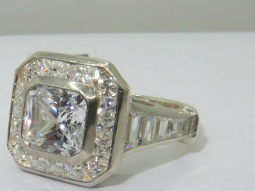 Jewellery Kingdom Ladies Princess Sterling Silver Square Cz Super Sparkling Stamped Ring - Jewelry Rings - British D'sire