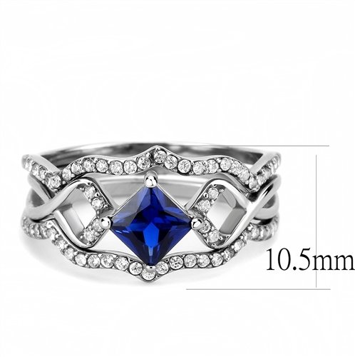 Jewellery Kingdom Ladies Princess Wedding Engagement Set Bands Stainless Steel Sapphire Ring Secondary image
