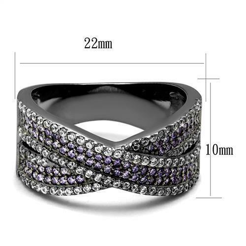 Jewellery Kingdom Ladies Purple Amethyst Band Sterling Silver Cubic Zirconia Crossover Ring Secondary image