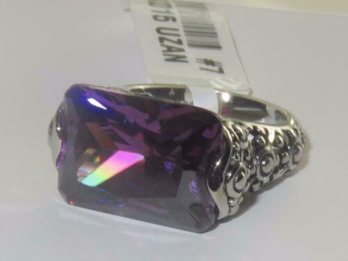Jewellery Kingdom Ladies Purple Amethyst Cubic Zirconia Cocktail 6 Carat Antiqued Ring (Silver) Secondary image