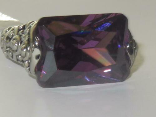 Jewellery Kingdom Ladies Purple Amethyst Cubic Zirconia Cocktail 6 carat Antiqued Ring (Silver) - Rings - British D'sire Main image