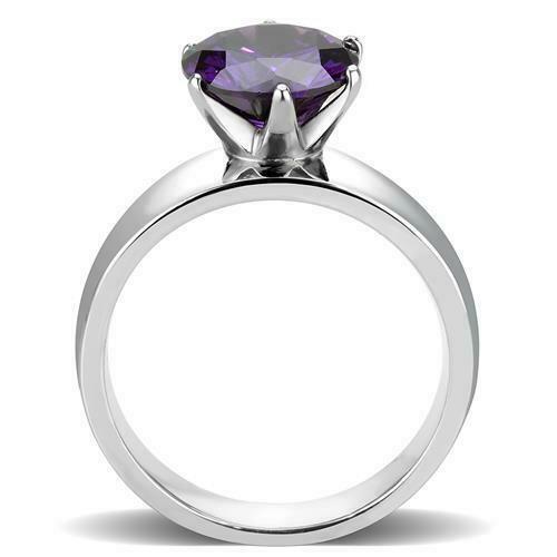 Jewellery Kingdom Ladies Purple Amethyst Cz Solitaire 2 Carat Stainless Steel Ring (Silver) Secondary image