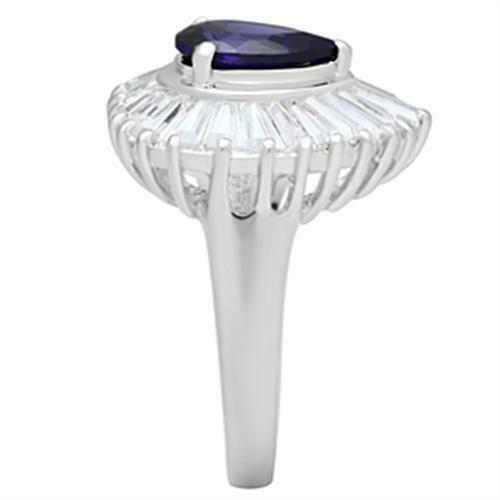 Jewellery Kingdom Ladies Purple Amethyst Pear Sterling Silver Baguettes Ring (Silver) - Jewelry Rings - British D'sire